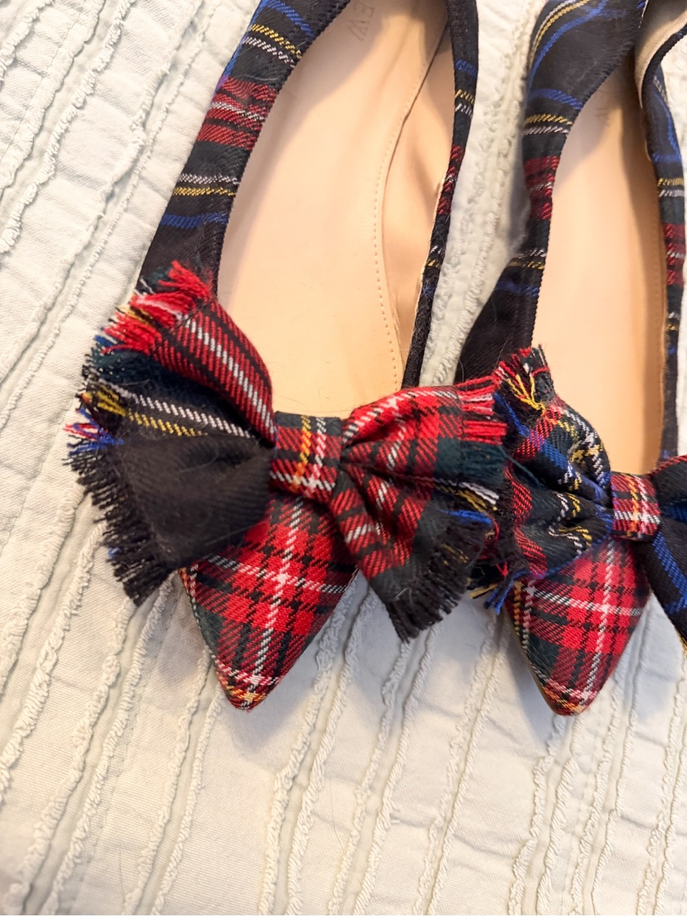 J.Crew Lottie Pointed Toe Flats | Tartan Plaid Frayed Bow | NWOT | Size 9 - Picture 3 of 13